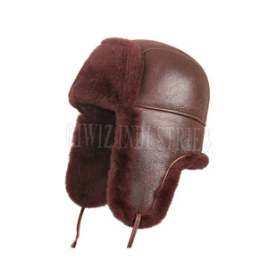 2024 Best Selling <b>Cheap</b> Price Shearling Sheepskin Hat Winter Men's Solid Color Shearling Sheepskin Hats - Product Image 1