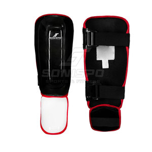 สนับแข้ง SONISPO สีดำแดง หนังแท้ ป้องกันอย่างมืออาชีพ ป้องกันการลื่นไถล ปิดด้วยหัวเข็มขัด น้ำหนักเบา สำหรับผู้ใหญ่ ใช้สำหรับกีฬา - Product Image 2