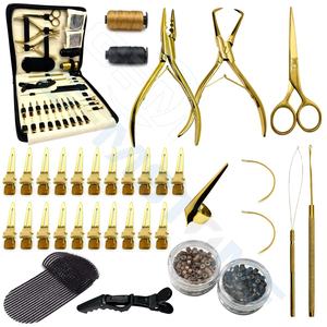 Kit de Herramientas de Acero Inoxidable Dorado para Extensiones de Cabello, Alicates para Instalación y Remoción de Micro Anillos, Agujas y Cuentas - Duradero y Reutilizable - Product Image 2