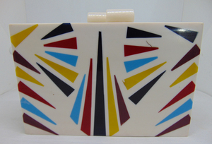 Pochette en résine à motif géométrique, sac à main indien, sacs en résine acrylique, sac en Lucite - Product Image 5