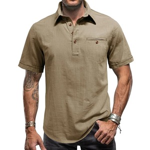 Polos hombres verano Casual manga corta botón Polo cuello camisa moda hombres ropa Color sólido Tops - Product Image 1