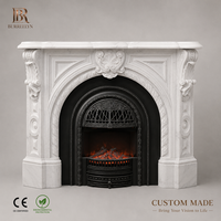 Cheminée en travertin rouge naturel sur mesure, design personnalisé de luxe, cheminée décorative moderne en marbre
