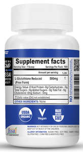 L-glutathion ลดลง Powder | 100% glutathion บริสุทธิ์เพื่อสุขภาพผิวกระจ่างใสและกระจ่างใส- (50กรัม (100ที่ให้บริการ) - Product Image 2