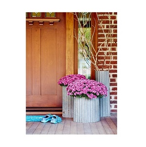 Metal Planter with Stand Set of 2 Unique design Hand aluminium silver Plated Round Flower Planter on Metal Stand for Garden - Product Image 4