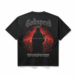 T-shirt streetwear ample et épais de haute qualité, écologique, avec impression personnalisée, en coton lourd, coupe courte, motif graphique pour homme - Product Image 2