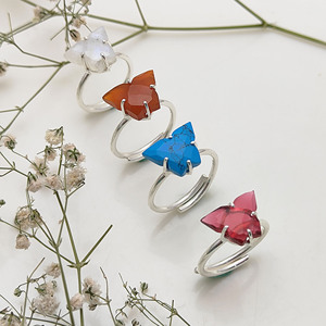 Juego de puntas de anillos tallados de mariposa de piedras preciosas semipreciosas para bodas y fiestas - Product Image 5