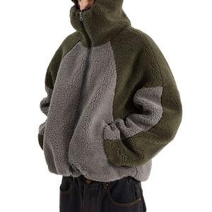 Wholesale Custom Unisex <b>Sherpa</b> Fleece <b>Hoodies</b> Cheap Price Drop Shoulder Zip up <b>Sherpa</b> Hooded - Product Image 3