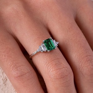 Handmade Indian Fine Jewelry Vintage Style <b>Emerald</b> Cut Engagement <b>Rings</b> Women's Sterling <b>Silver</b> Prong Setting Third Party - Product Image 2