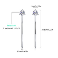 Vente chaude De Mode Élégant C forme Cercle S925 Argent Hoop Boucle D'oreille Huggie Moissanite Boucle D'oreille Fine Jewelry