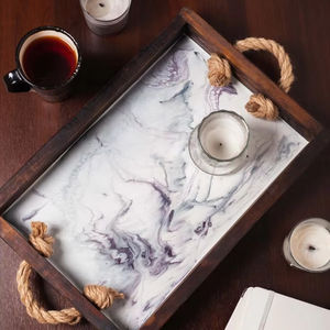 MEILLEUR PLATEAU EN RÉSINE MODERNE FAIT À LA MAIN Plateau écologique jetable arrondi élégant pour servir et style à la maison - Product Image 1