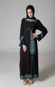 Trabajo de bordado de estilo Irani en Abaya negro Venta caliente en Oriente Medio - Product Image 2