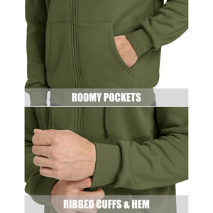 Sudaderas con capucha y sudaderas de talla grande para hombre con servicio OEM, venta al por mayor, ropa de calle de lana de algodón 100% de alta calidad, sudaderas con cremallera para hombre - Product Image 3