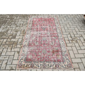 Tapis vintage, tapis turc décoratif 3,4x6,5 pieds, tapis à pois rouges et bleus - Product Image 1