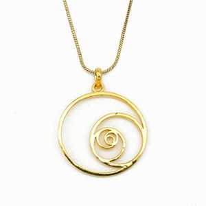 High Demand Gold Pendant Necklace Minimalist Brass Jewelry Women 18k Gold Plated Spiral Circle Swirl Pendant Wholesale/OEM/ODM - Product Image 1