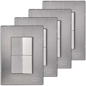 Pratico interruttore per scale, MXIIU-004, 4 pezzi, interruttore per scale x2, 125-250VAC, 10A, 50/60Hz, Argento, Acciaio inossidabile/PC. - Product Image 1