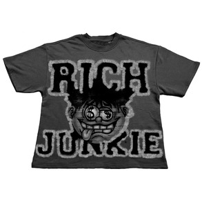 Camiseta recortada de gran tamaño de algodón pesado personalizada para hombre, hombro caído, cuello redondo, ajuste cuadrado, parche bordado con apliques, longitud corta - Product Image 1