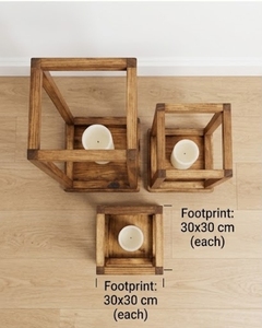 Juego de Faroles Cuadrados de Madera, Decoración para el Hogar - Product Image 2