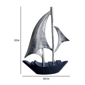 Pièce maîtresse en métal aluminium argenté et noir Dream Boat - Product Image 3