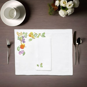 Set de table et serviette avec broderie de Fruits, pour la maison, le Restaurant, haute qualité, 100% lin, Set de luxe - Product Image 4