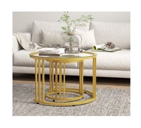 2024 grande table basse tendance avec dessus en verre trempé avec support brillant en métal doré utilisé dans le salon de l'hôtel à la maison au meilleur prix