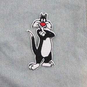 Cartoon <b>Cat</b> Fabric Denim Pin on Patches for Children's Clothing-Funny Embroidered Animals Applique Badges 3D Nickel-Free Design - Product Image 5