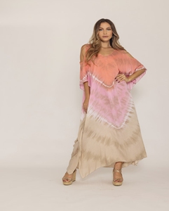 Women <b>Summer</b> Style Beach Wear Boho Hippie Short Maxi Dress Tie & Dye Resort Wear Short <b>Kaftan</b> Dress at Bulk Wholesale Prices OEM - Product Image 1