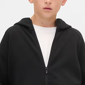 Haut à capuche pour garçons, style uni, avec logo personnalisable, pour un look tendance et élégant, manches longues et fermeture éclair - Product Image 2