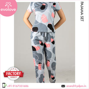 แขนครึ่งผู้หญิงความยาวเต็มของผู้หญิงสวมใส่กลางคืนชุดนอนถักชุดนอนสองชิ้นชุดสําหรับผู้ซื้อขายส่ง - Product Image 5