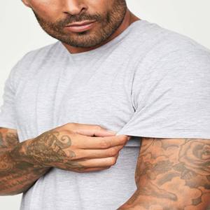 100% coton peigné coupe ajustée manches courtes col rond décontracté imprimé Twinset fondamental chiné gris T-Shirts Shorts pour l'été - Product Image 6