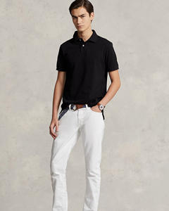 Polos de Golf negros ajustados con logotipo personalizado de malla icónica de alta calidad para hombre, ropa de calle informal de manga corta de algodón, polos de gimnasio - Product Image 3