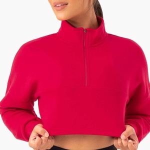 Sudadera Vintage de Algodón Pesado con Lavado Ácido y Estilo Urbano para Mujer, Personalizada, Desgastada, Transpirable, con Media Cremallera Frontal Larga - Product Image 6