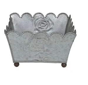 Juego de 4 macetas galvanizadas con asas de metal, macetas de metal de nuevo diseño para decoración de jardín interior y exterior, maceta y maceta de nueva apariencia - Product Image 4