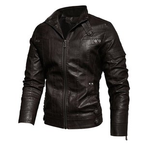 Chaqueta de cuero de piel de oveja real para hombre, abrigo bombardero de motocicleta de diseñador ajustado - Product Image 3