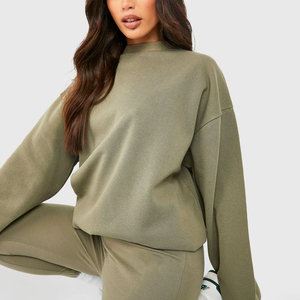 Sudadera de mujer con cuello redondo de peso pesado personalizada 100% algodón diseño personalizado sudadera cómoda de hombro caído de gran tamaño para mujer - Product Image 2