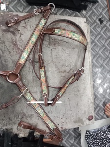 Western <b>Cow</b> Leather Headstall With Designed Buckle/ Western Bridle Custom Manufacturer by Rodeo International - Product Image 5
