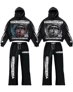 Conjunto Deportivo de Invierno de Felpa 100% Algodón, Transpirable, de Alta Calidad, con Estampado por Sublimación, Talla Grande, Sudadera con Capucha y Cordón Ajustable - Product Image 5