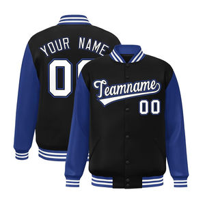 Chaqueta Varsity de grafiti de lana de moda para hombre estilo High Street con cuello vuelto y parche bordado - Product Image 1