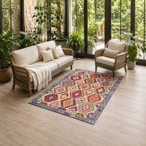 Alfombra de Área Chenille LXDP-0455 de RUGS DEPOT, Color Rojo Borgoña, Diseño Anatolino Tradicional, Impresión Digital, Lavable a Máquina, Antideslizante, Venta al Por Mayor - Product Image 6
