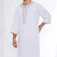 Robe de soirée pour homme musulman marocain, faite à la main, brodée sur mesure, en polyester, col montant, longueur cheville, légère et respirante, style vintage