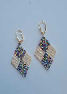 ต่างหูลูกปัดโบฮีเมียนดีไซน์สีเทอร์ควอยซ์และลูกปัดแก้วเรียงซ้อนและของขวัญเครื่องประดับที่ไม่เหมือนใครโดยหัตถกรรม - Product Image 2