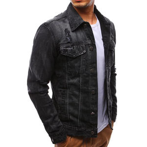 <b>Red</b> <b>Men</b> Casual Long Sleeve <b>Tie</b> Dyed Button Design Denim Jacket - Product Image 3