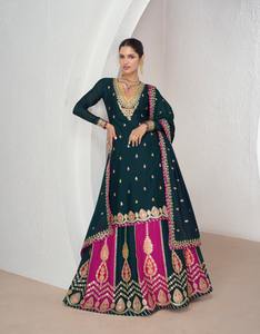 Dernier Designer Chinon Soie Broderie Séquence Travail Lehenga Costume Par Fab Zone - Product Image 4