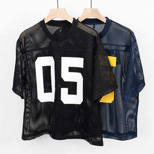 เสื้อเจอร์ซีย์ฟุตบอลคอวีสำหรับผู้ชายเสื้อถักตาข่ายถักแบบระเหิด - Product Image 1