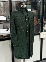 Veste longue traditionnelle en soie brodée de luxe, Sherwani pour homme, ensemble de vêtements ethniques indiens de créateur, vente en gros