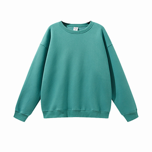 Sweat-shirt à col rond en molleton 100% coton uni avec logo personnalisé, sweat-shirt à col rond pour homme - Product Image 5