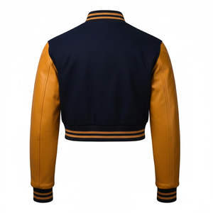 Chaqueta universitaria de alta calidad para hombres y mujeres, Mangas de cuero de chenilla bordadas, chaqueta universitaria de béisbol personalizada con letras - Product Image 2