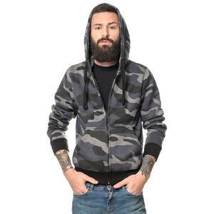 Vente en gros Sweats à capuche zippés imprimés camouflage Manteau d'hiver coupe ajustée à manches longues Sweats à capuche à motif solide Sweats à capuche pour hommes - Product Image 1