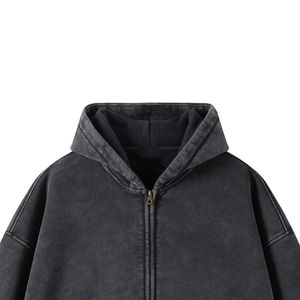 Fabricants professionnels de sweats à capuche zippés pour hommes, style streetwear, sweats à capuche zippés délavés à l'acide, personnalisés - Product Image 3