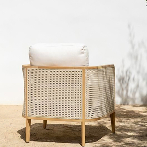 Silla de club de teca con estilo de color natural de ratán para proyecto de hotel resort - Product Image 4