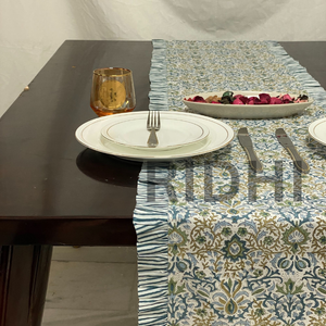 ผ้าปูโต๊ะลายดอกไม้สีครามพิมพ์ลายด้วยมือคุณภาพสูง ตกแต่งได้ตามต้องการ เหมาะสำหรับโต๊ะอาหาร งานแต่งงาน - Product Image 3